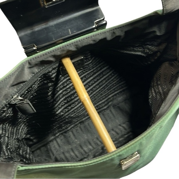 PRADA LUX Emerald/Olive GREEN Tessuto NYLON Lucite Clasp Shoulder 
RARE - Picture 9 of 13